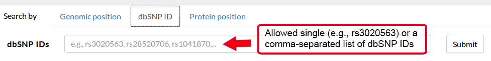 Search for dbSNP ID