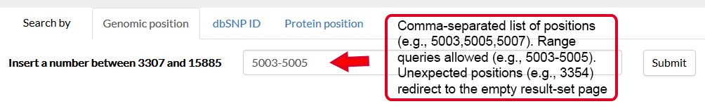 Search for genomic positions